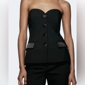 Zara Tuxedo Bustier Top